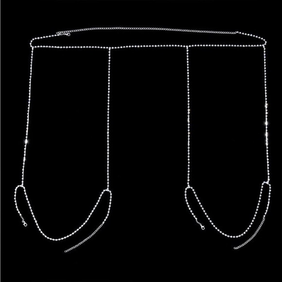 Rhinestone body chain + rhinestone thong panties & waist chain thigh garter 💎 - Picture 6 of 6